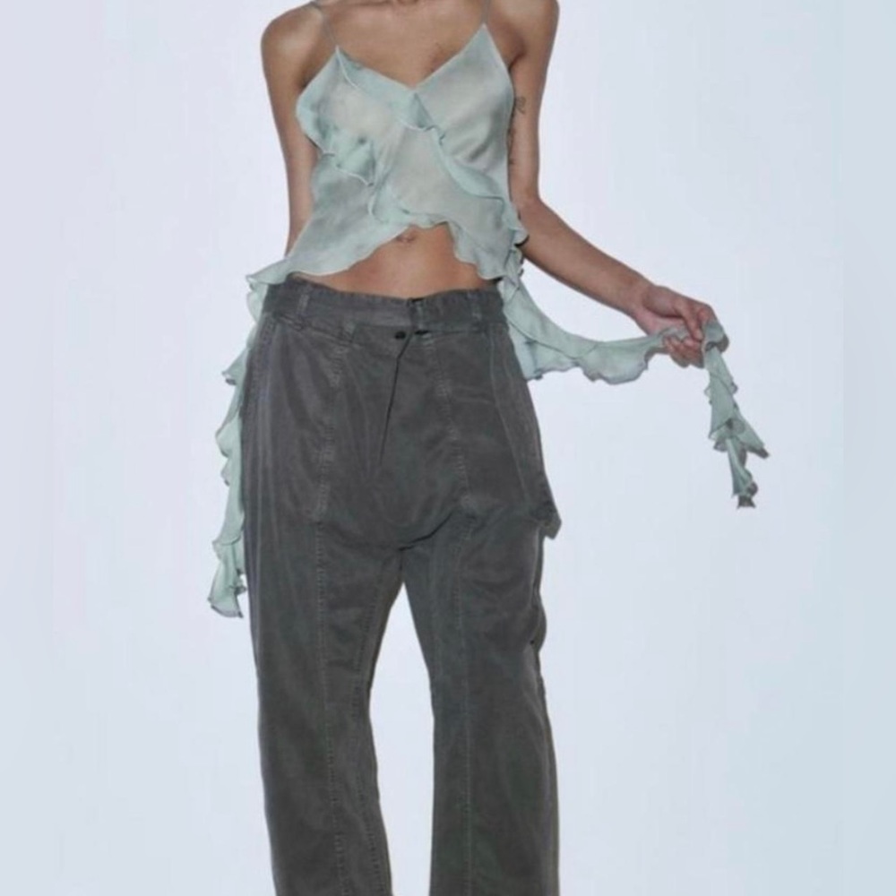 Green Zara Ruffle Top - Picture 4 of 5